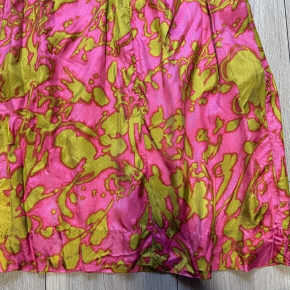 Vintage 1960s Lauhala Hawaiian Sheath Dress Pink Green Floral Wiggle Rayon - Picture 9 of 13